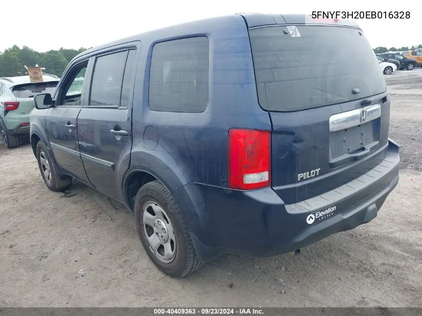 5FNYF3H20EB016328 2014 Honda Pilot Lx