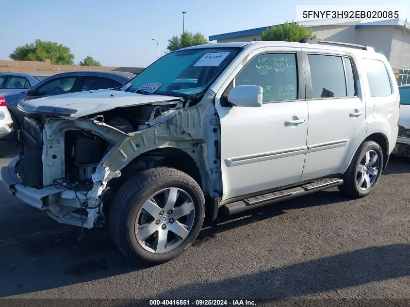 2014 Honda Pilot Touring VIN: 5FNYF3H92EB020085 Lot: 40416851