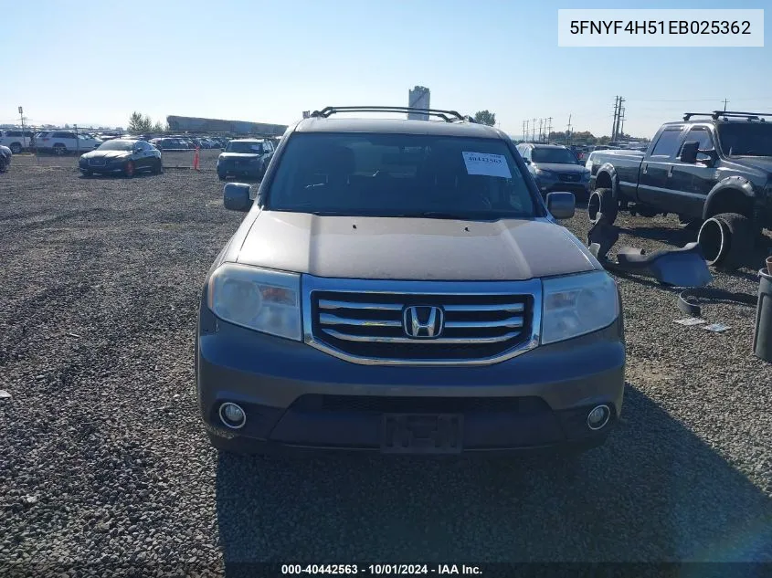 2014 Honda Pilot Ex-L VIN: 5FNYF4H51EB025362 Lot: 40442563