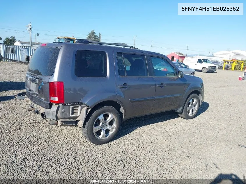 5FNYF4H51EB025362 2014 Honda Pilot Ex-L