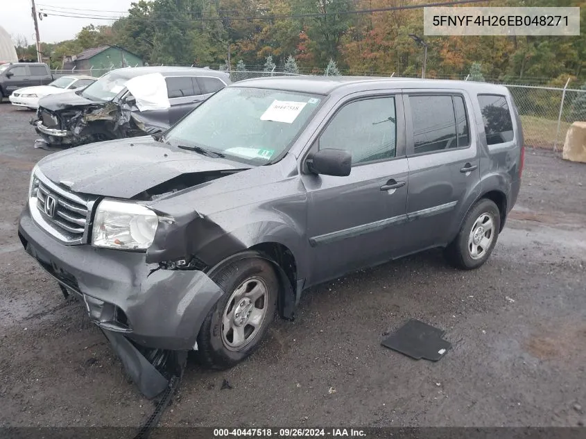 2014 Honda Pilot Lx VIN: 5FNYF4H26EB048271 Lot: 40447518