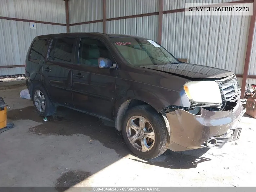 2014 Honda Pilot Exl VIN: 5FNYF3H66EB012223 Lot: 40466243