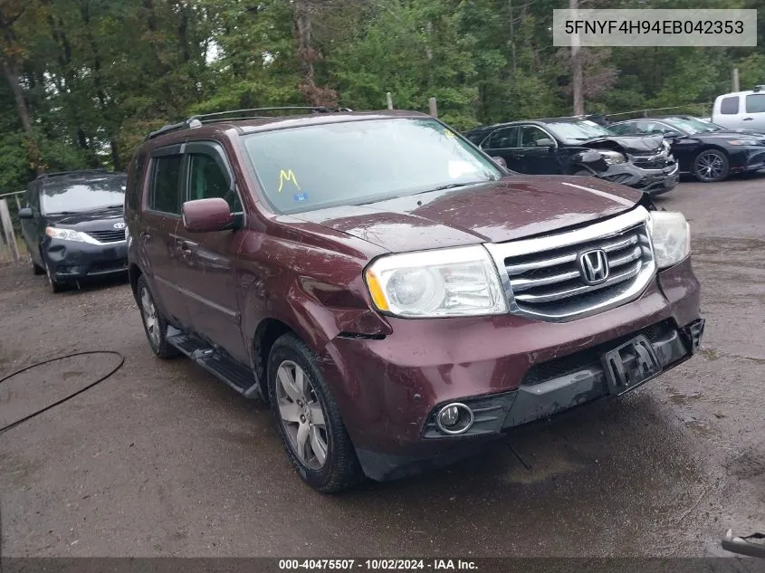 2014 Honda Pilot Touring VIN: 5FNYF4H94EB042353 Lot: 40475507