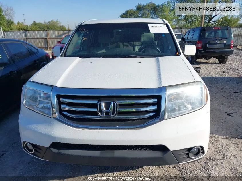 2014 Honda Pilot Ex VIN: 5FNYF4H48EB003236 Lot: 40480770