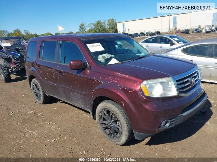 2014 Honda Pilot Ex-L VIN: 5FNYF4H7XEB020971 Lot: 40486380