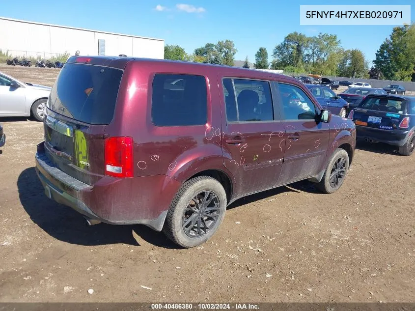 2014 Honda Pilot Ex-L VIN: 5FNYF4H7XEB020971 Lot: 40486380