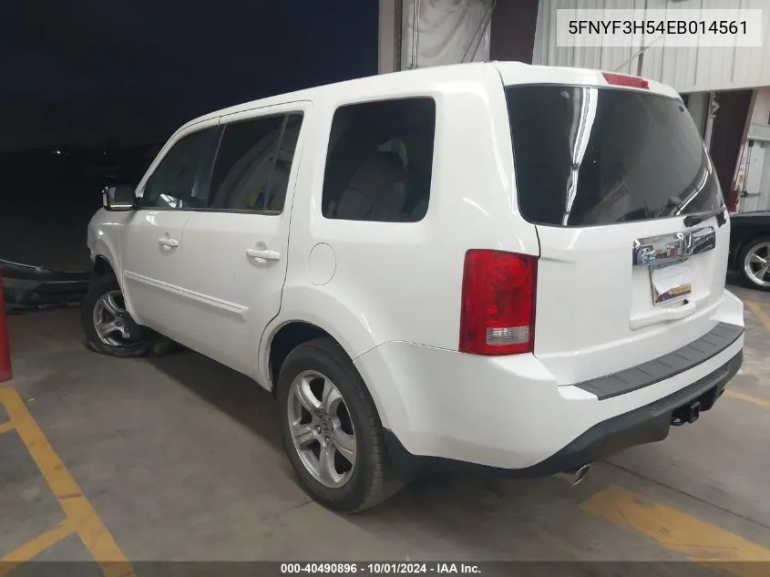 5FNYF3H54EB014561 2014 Honda Pilot Ex-L