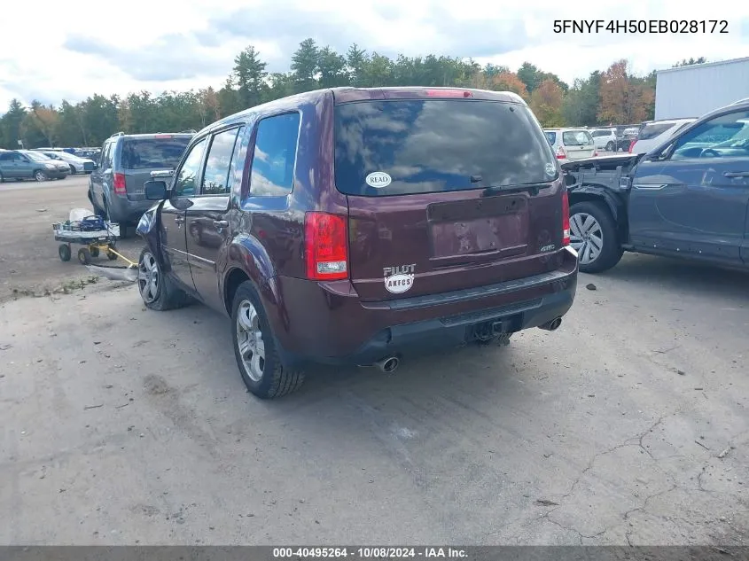 2014 Honda Pilot Exl VIN: 5FNYF4H50EB028172 Lot: 40495264