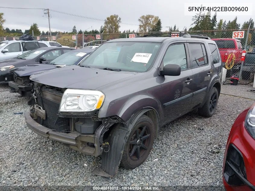 2014 Honda Pilot Lx VIN: 5FNYF4H22EB009600 Lot: 40513012