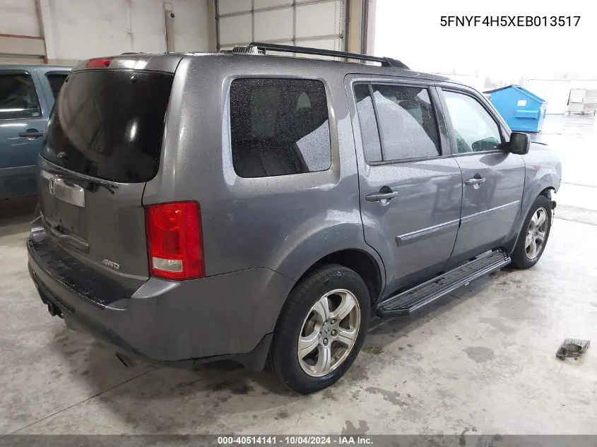 2014 Honda Pilot Ex-L VIN: 5FNYF4H5XEB013517 Lot: 40514141