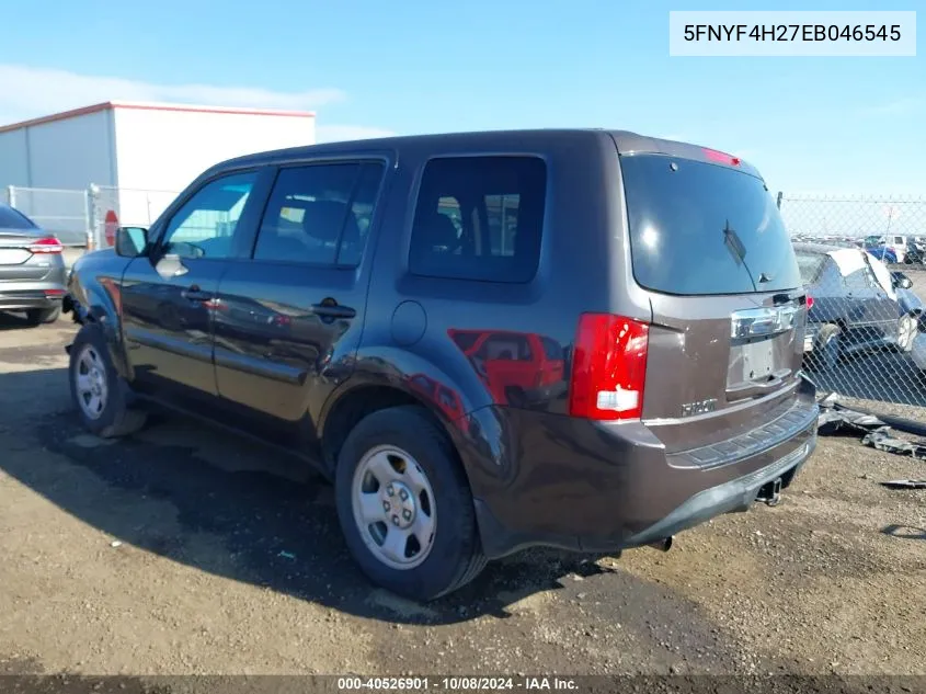 2014 Honda Pilot Lx VIN: 5FNYF4H27EB046545 Lot: 40526901