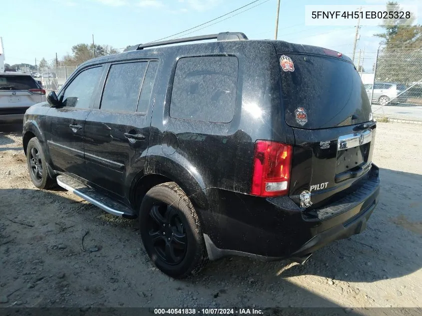 2014 Honda Pilot Ex-L VIN: 5FNYF4H51EB025328 Lot: 40541838