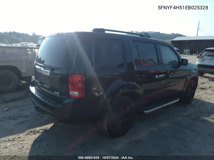 5FNYF4H51EB025328 2014 Honda Pilot Ex-L