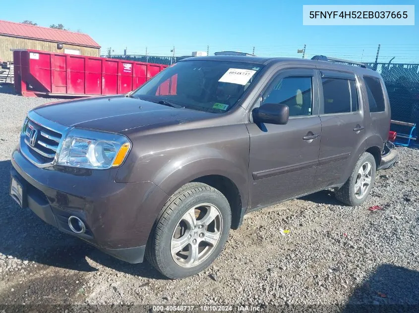 2014 Honda Pilot Ex-L VIN: 5FNYF4H52EB037665 Lot: 40548737