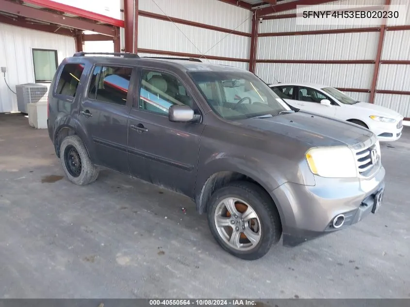 2014 Honda Pilot Ex-L VIN: 5FNYF4H53EB020230 Lot: 40550564