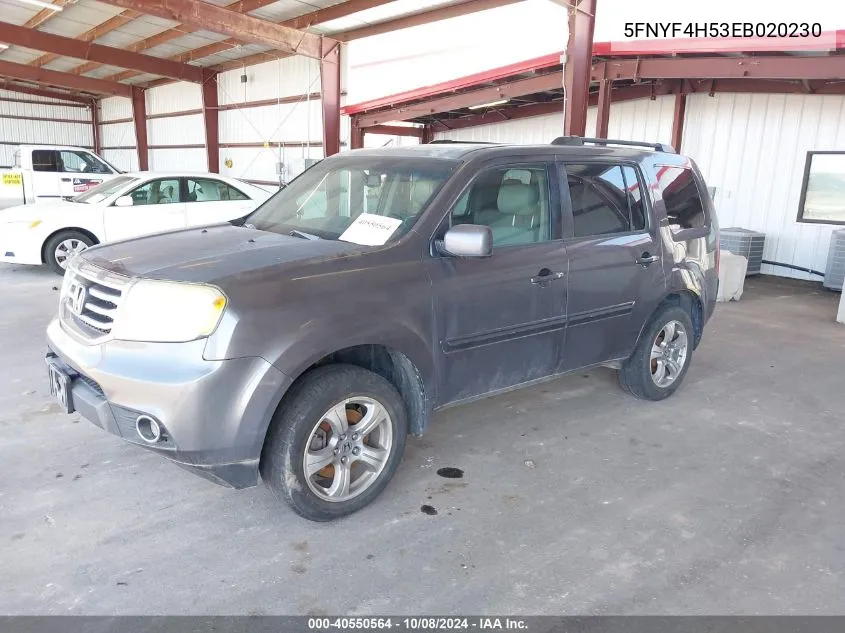 2014 Honda Pilot Ex-L VIN: 5FNYF4H53EB020230 Lot: 40550564