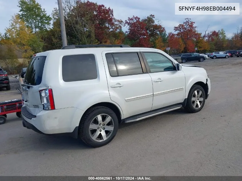 2014 Honda Pilot Touring VIN: 5FNYF4H98EB004494 Lot: 40562561