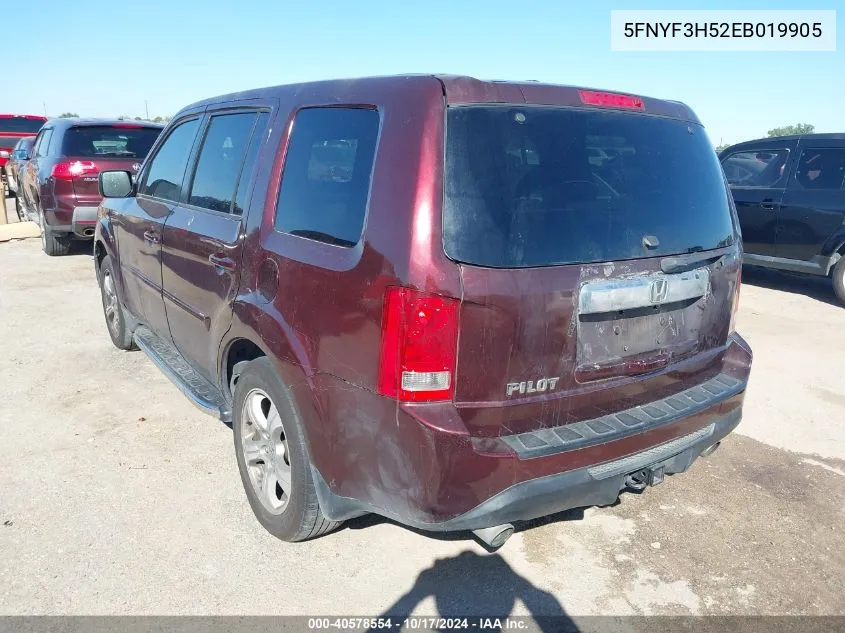 5FNYF3H52EB019905 2014 Honda Pilot Ex-L