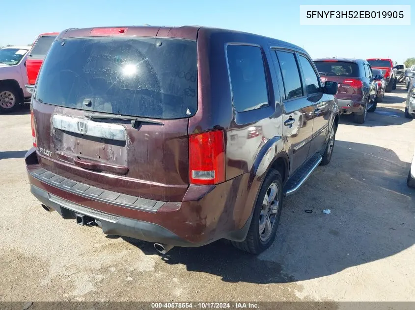 2014 Honda Pilot Ex-L VIN: 5FNYF3H52EB019905 Lot: 40578554