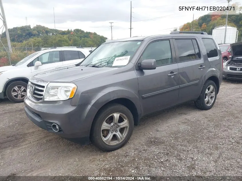 2014 Honda Pilot Ex-L VIN: 5FNYF4H71EB020471 Lot: 40582194