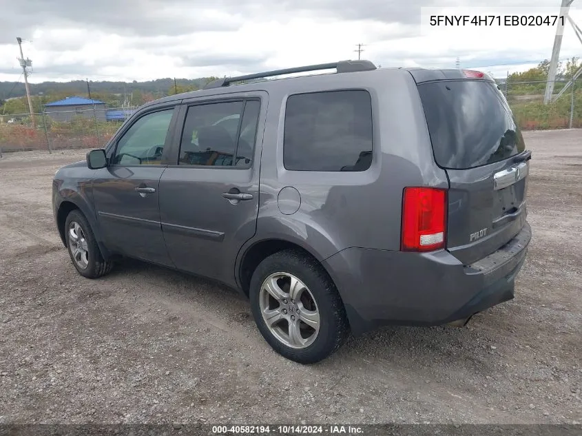 2014 Honda Pilot Ex-L VIN: 5FNYF4H71EB020471 Lot: 40582194