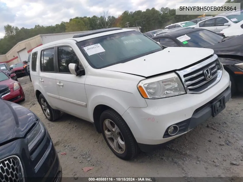 5FNYF3H50EB025864 2014 Honda Pilot Ex-L