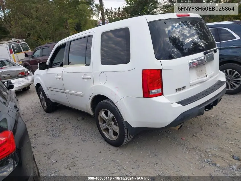 2014 Honda Pilot Ex-L VIN: 5FNYF3H50EB025864 Lot: 40585116