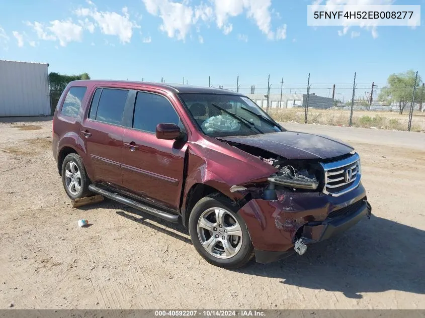 2014 Honda Pilot Ex-L VIN: 5FNYF4H52EB008277 Lot: 40592207