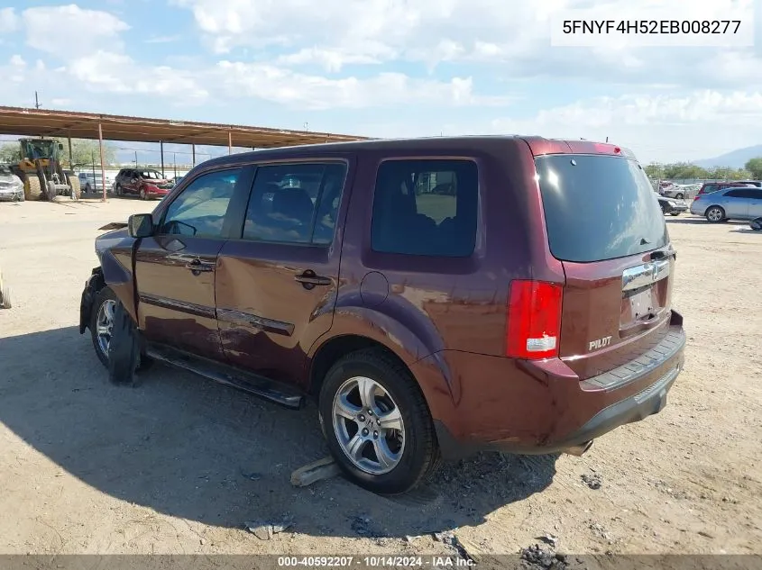 2014 Honda Pilot Ex-L VIN: 5FNYF4H52EB008277 Lot: 40592207