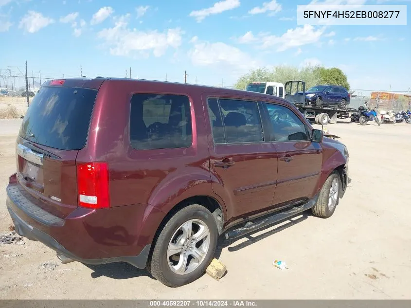 2014 Honda Pilot Ex-L VIN: 5FNYF4H52EB008277 Lot: 40592207