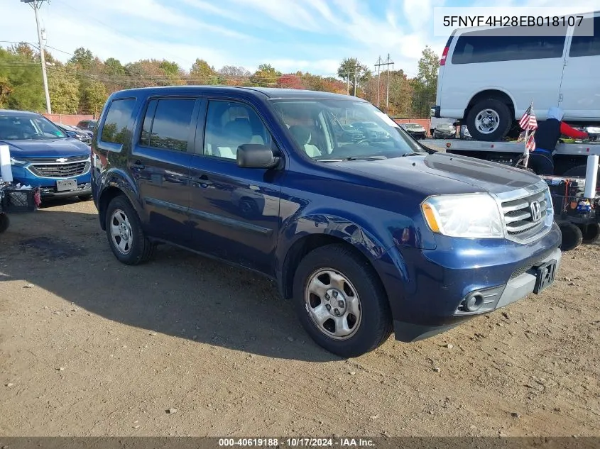 2014 Honda Pilot Lx VIN: 5FNYF4H28EB018107 Lot: 40619188