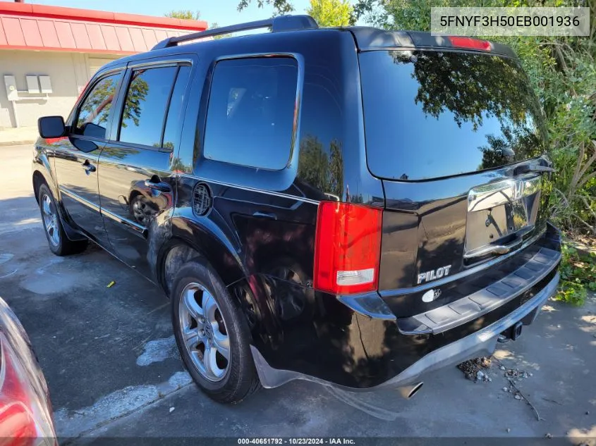 2014 Honda Pilot Exl VIN: 5FNYF3H50EB001936 Lot: 40651792