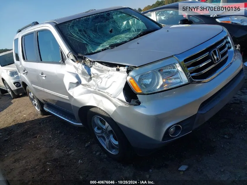 2014 Honda Pilot Ex-L VIN: 5FNYF3H70EB010136 Lot: 40676046