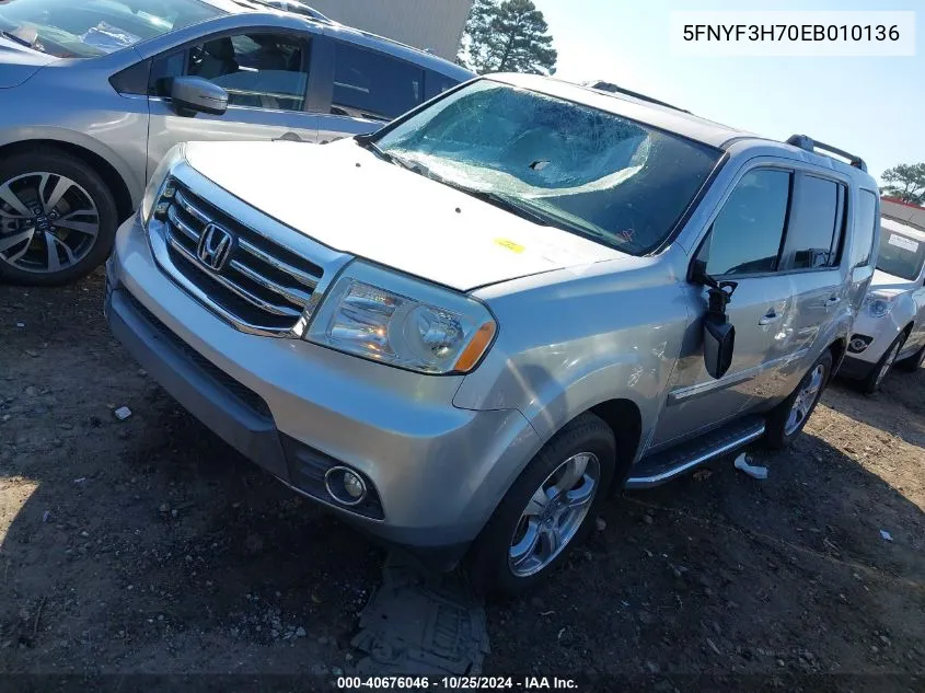 2014 Honda Pilot Ex-L VIN: 5FNYF3H70EB010136 Lot: 40676046