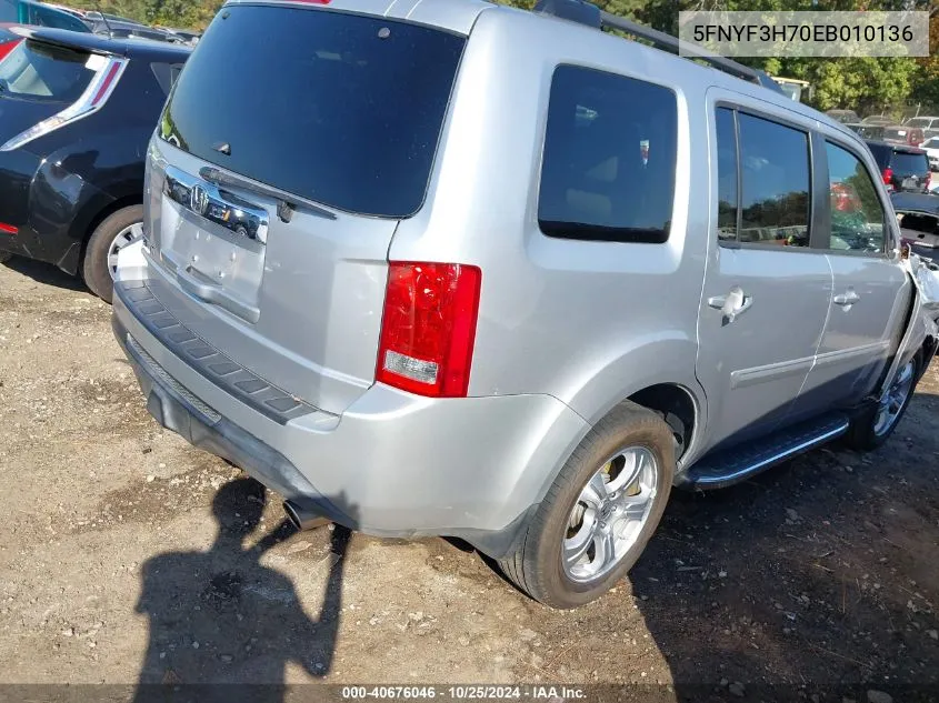 2014 Honda Pilot Ex-L VIN: 5FNYF3H70EB010136 Lot: 40676046