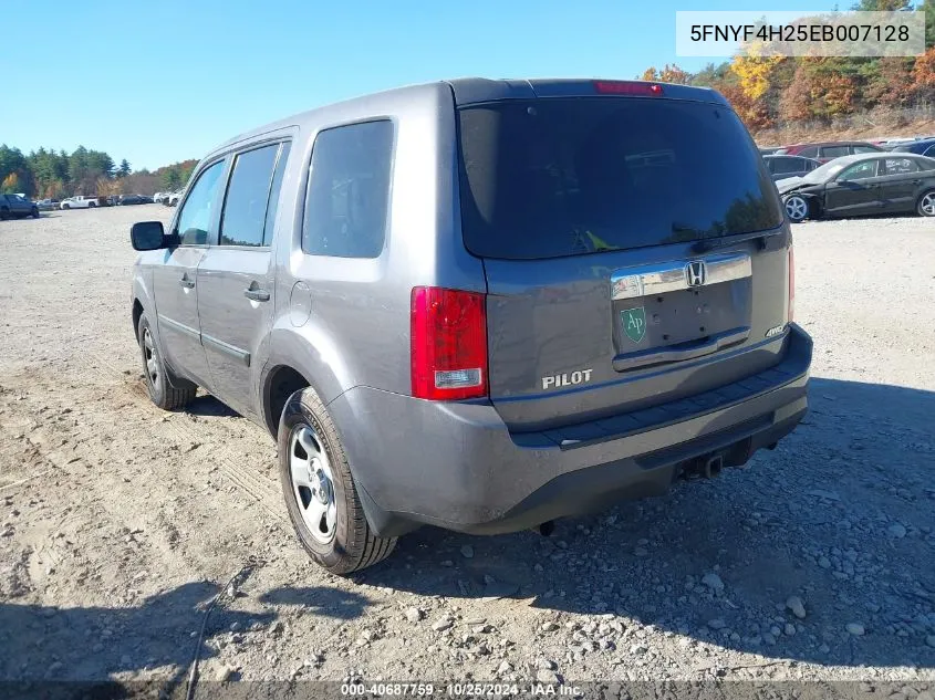 5FNYF4H25EB007128 2014 Honda Pilot Lx