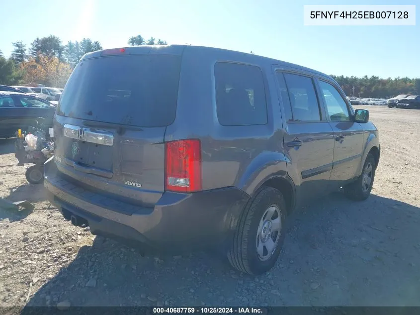 5FNYF4H25EB007128 2014 Honda Pilot Lx