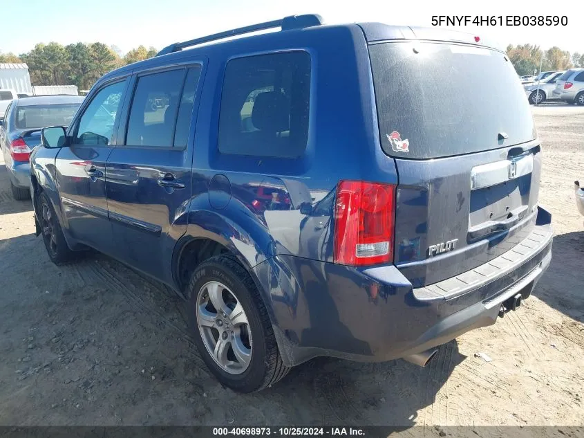 2014 Honda Pilot Ex-L VIN: 5FNYF4H61EB038590 Lot: 40698973