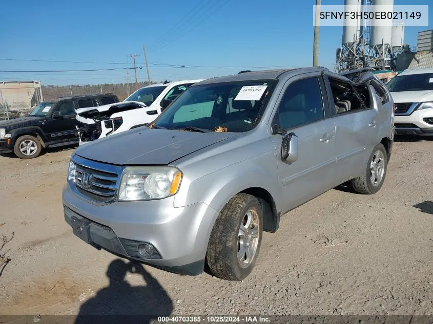 2014 Honda Pilot Ex-L VIN: 5FNYF3H50EB021149 Lot: 40703385