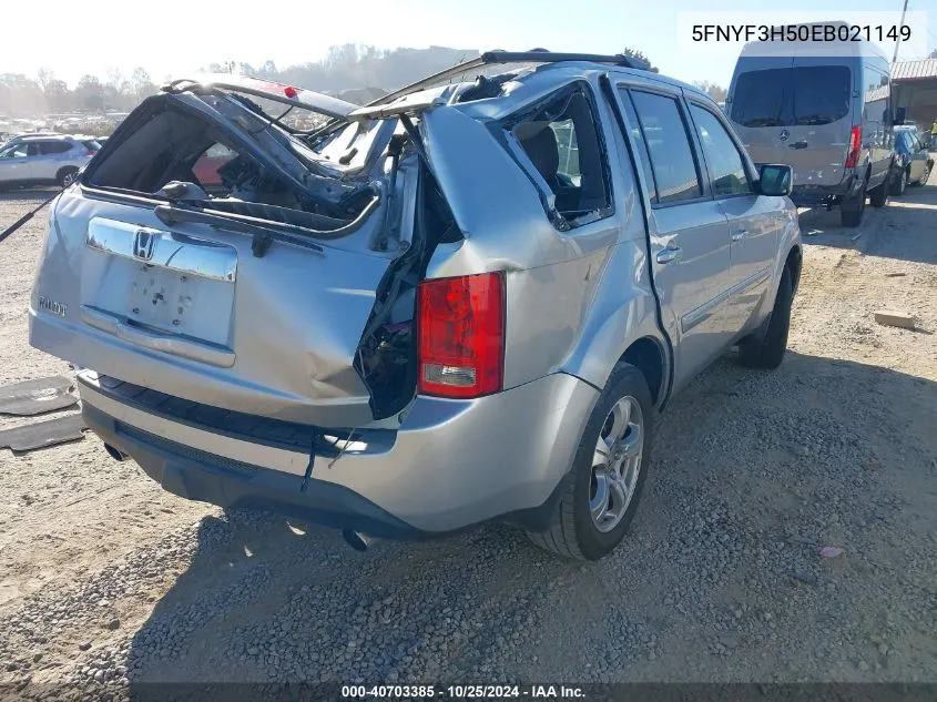 2014 Honda Pilot Ex-L VIN: 5FNYF3H50EB021149 Lot: 40703385