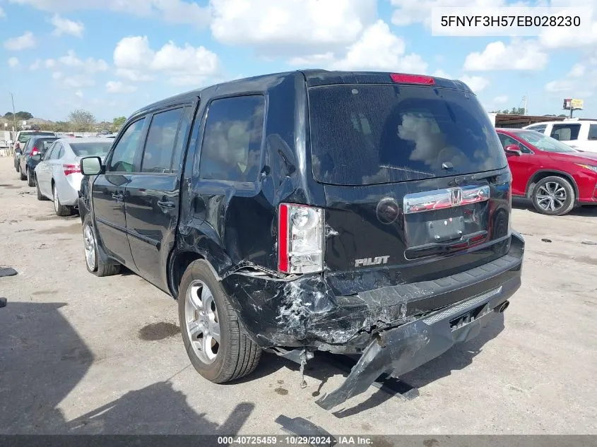 2014 Honda Pilot Ex-L VIN: 5FNYF3H57EB028230 Lot: 40725459