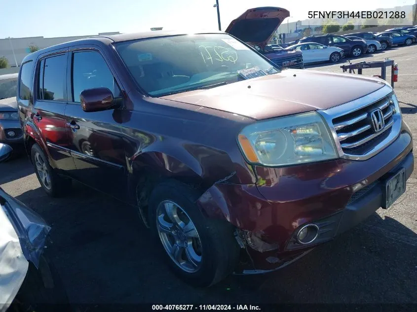 2014 Honda Pilot Ex VIN: 5FNYF3H44EB021288 Lot: 40765277