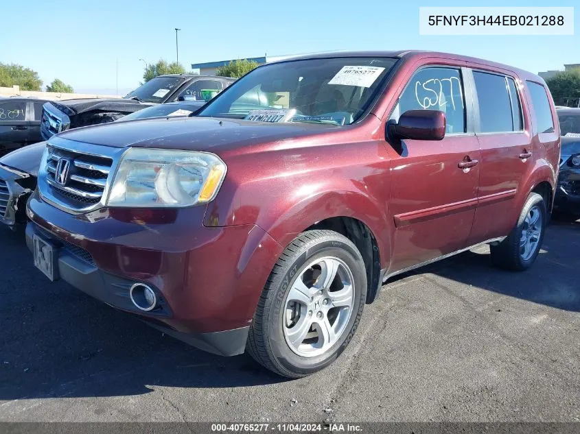 2014 Honda Pilot Ex VIN: 5FNYF3H44EB021288 Lot: 40765277