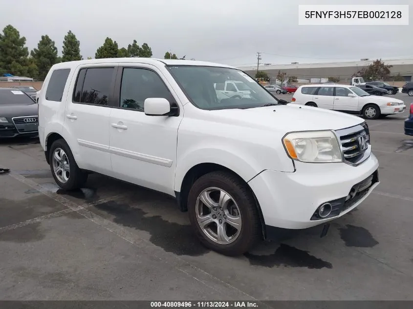 2014 Honda Pilot Ex-L VIN: 5FNYF3H57EB002128 Lot: 40809496