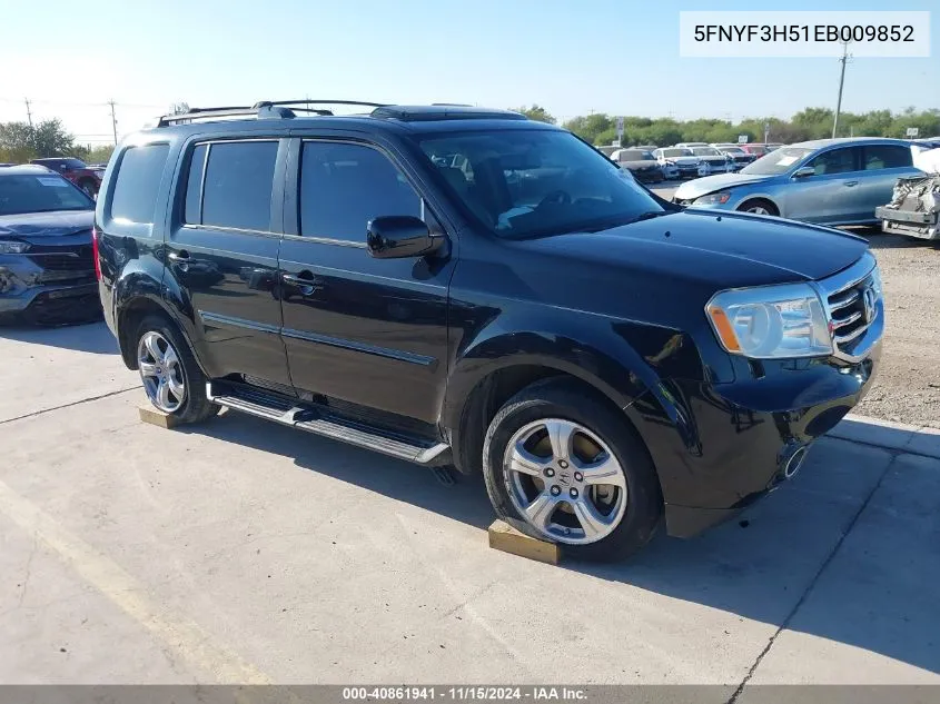 2014 Honda Pilot Ex-L VIN: 5FNYF3H51EB009852 Lot: 40861941