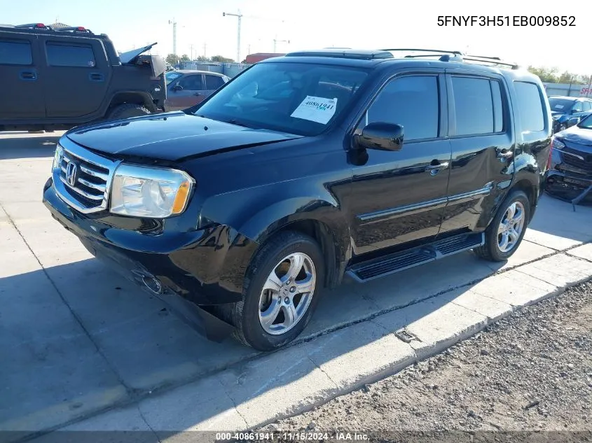 2014 Honda Pilot Ex-L VIN: 5FNYF3H51EB009852 Lot: 40861941