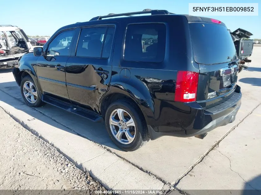 2014 Honda Pilot Ex-L VIN: 5FNYF3H51EB009852 Lot: 40861941