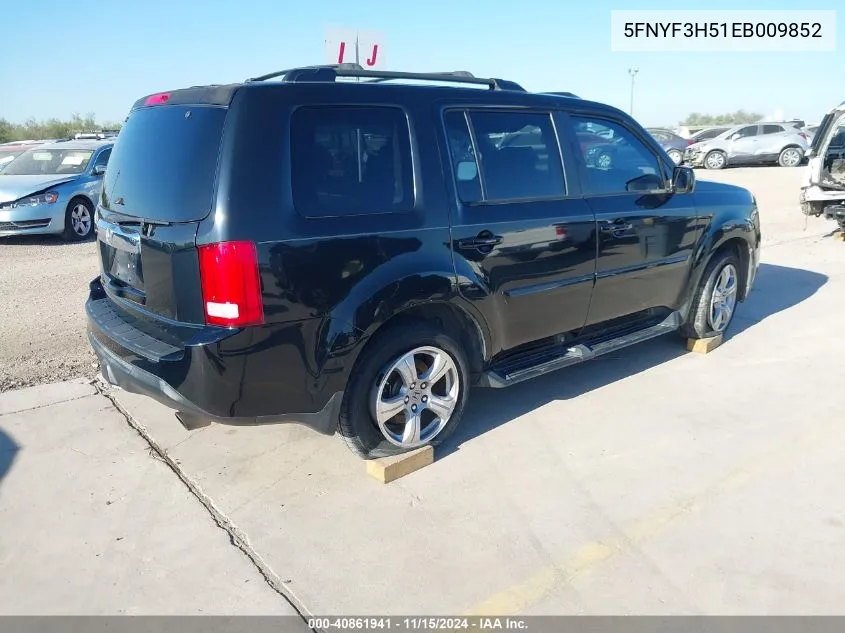 2014 Honda Pilot Ex-L VIN: 5FNYF3H51EB009852 Lot: 40861941