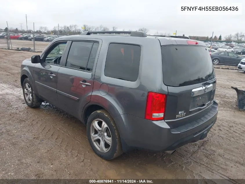 2014 Honda Pilot Ex-L VIN: 5FNYF4H55EB056436 Lot: 40876941