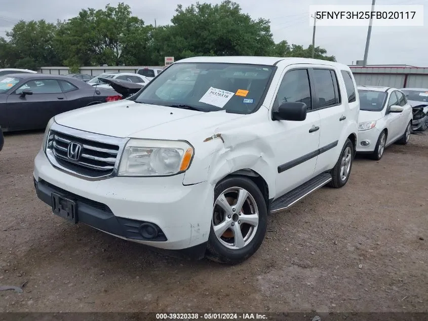 2015 Honda Pilot Lx VIN: 5FNYF3H25FB020117 Lot: 39320338